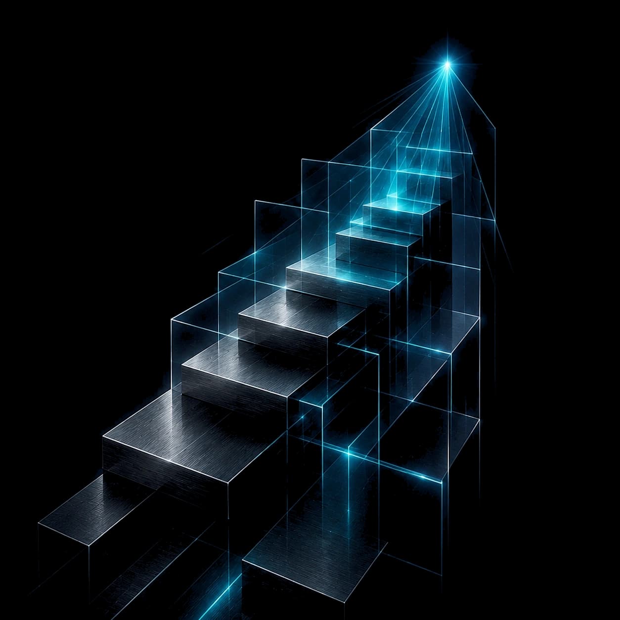 Abstract ascending stepped structure representing professional growth